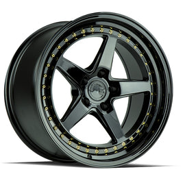 Aodhan DS05 18x9.5 5x114.3 15.0 73.1 Gloss Black W /Gold Rivets Wheel/Rim DS51895511415GB