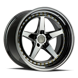 Aodhan DS05 19x11 5x114.3 22 73.1 Black Vacuum W /Gold Rivets Wheel/Rim DS51911511422VB