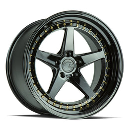 Aodhan DS05 19x11 5x114.3 15.0 73.1 Gloss Black W /Gold Rivets Wheel/Rim DS51911511415GB