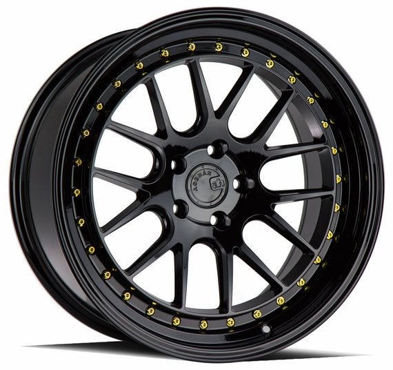 Aodhan DS06 18x8.5 5x114.3 35.0 73.1 Gloss Black W /Gold Rivets Wheel/Rim DS61885511435GB