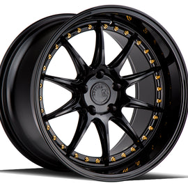 Aodhan DS07 18x10.5 5x114.3 15.0 73.1 Gloss Black W /Gold Rivets Wheel/Rim DS718105511415GB