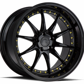 Aodhan DS07 19x11 5x114.3 15.0 73.1 Gloss Black W /Gold Rivets Wheel/Rim DS71911511415GB