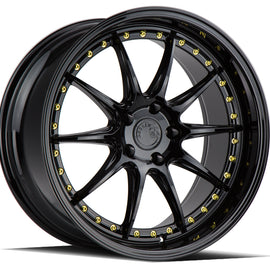 Aodhan DS07 19x9.5 5x114.3 15.0 73.1 Gloss Black W /Gold Rivets Wheel/Rim DS71995511415GB