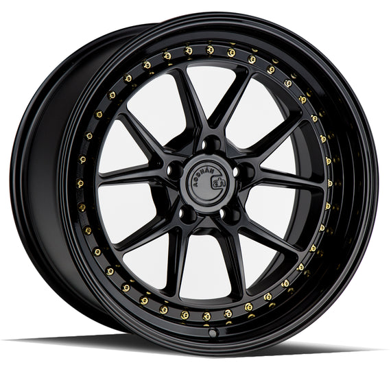 Aodhan DS08 18x9.5 5x100 35.0 73.1 Gloss Black W /Gold Rivets Wheel/Rim DS81895510035GB