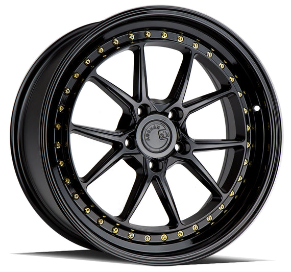 Aodhan DS08 19x9.5 5x114.3 22.0 73.1 Gloss Black W /Gold Rivets Wheel/Rim DS81995511422GB