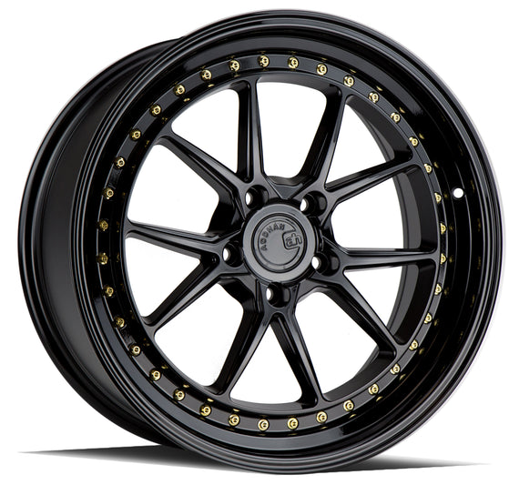 Aodhan DS08 19x9.5 5x120 35.0 72.6 Gloss Black W /Gold Rivets Wheel/Rim DS81995512035GB