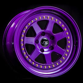 JNC 048 CANDY PURPLE WITH GOLD RIVETS 16x8 4x100 +25 Wheel/Rim 21382290438