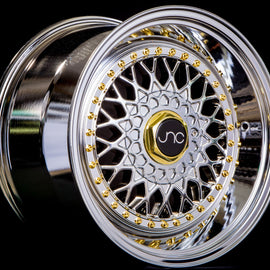 JNC 004S Platinum Gold Rivets 15x8 4x100/4x114.3 +20 Wheel/Rim 20221893446