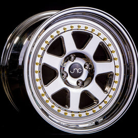 JNC 048 PLATINUM WITH GOLD RIVETS 16x8 4x100 +25 Wheel/Rim 21380170950