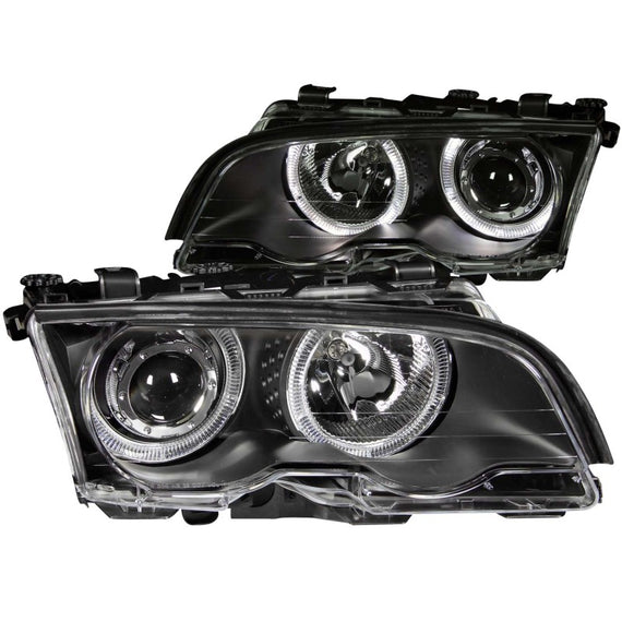 For BMW 325i 2001 Anzo 121015 Black LED Halo Projector Headlights 121015