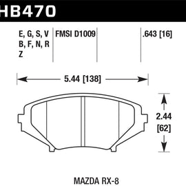 HAWK HB470Z.643 Performance Ceramic Brake Pads Mazda Rx-8 2004-2009 HB470Z.643