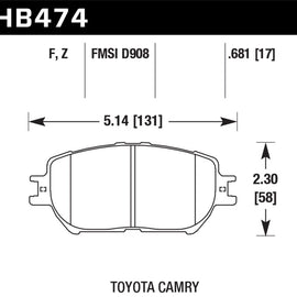 Hawk HB474F.681 HPS High Performance Street Brake Pads [Front Set] HB474F.681