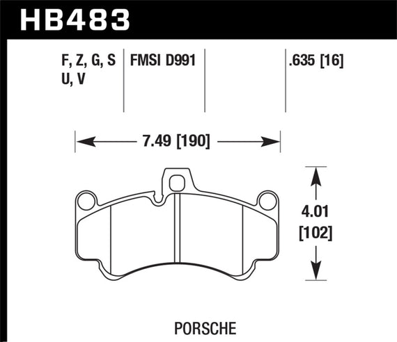 Hawk HPS Brake Pads Front Porsche 911 996 GT3 GT2 Turbo 997 Targa HB483F.635