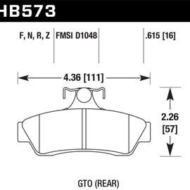 Hawk HB573Z.615 PC Performance Ceramic Brake Pads [Rear Set] HB573Z.615