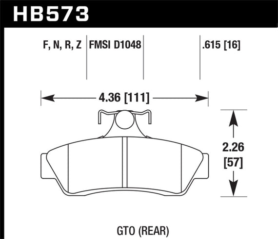Hawk HB573Z.615 PC Performance Ceramic Brake Pads [Rear Set] HB573Z.615