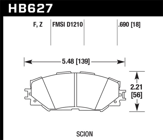 Hawk HB627Z.690 PC Performance Ceramic Brake Pads [Front Set] HB627Z.690