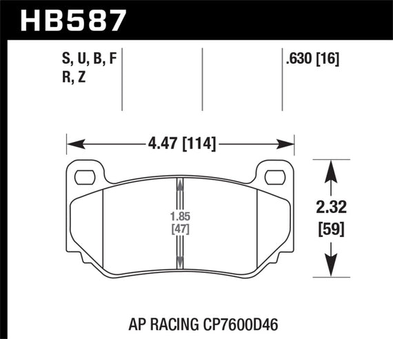 Hawk AP Racing CP7600 DTC-70 Race Brake Pads HB587U.630