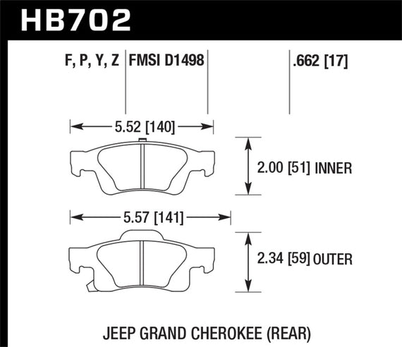 Hawk LTS Disc Brake Pads - HB702Y.662 HB702Y.662
