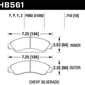 Hawk Performance HB561F.710 HPS Performance Ceramic Brake Pad HB561F.710