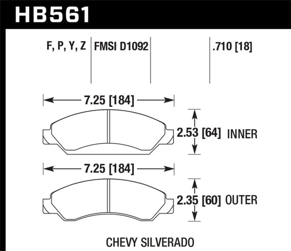 Hawk Performance HB561F.710 HPS Performance Ceramic Brake Pad HB561F.710