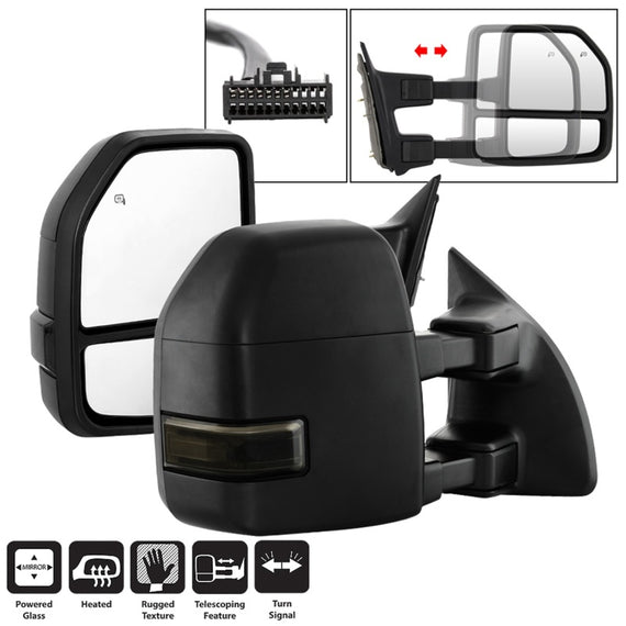 xTune 08-15 Ford F-250 SD Heated Adj LED Signal Power Mirror - Smoke (MIR-FDSD08S-G4-PW-SM-SET) 9943096