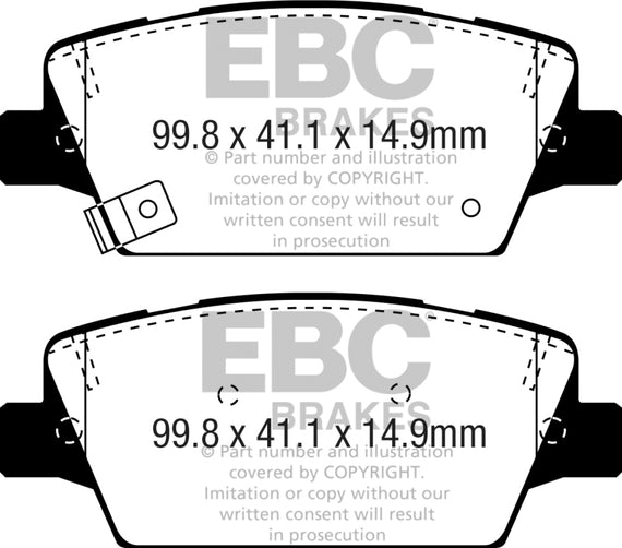 EBC 2017+ Kia Cadenza 3.3L Yellowstuff Rear Brake Pads DP43086R