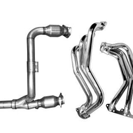BBK 07-11 Jeep 3.8 V6 Long Tube Exhaust Headers And Y Pipe And Converters - 1-5/8 Silver Ceramic