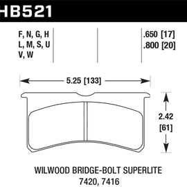 Hawk Willwood BB SL 7420 DTC-60 Race Brake Pads HB521G.650