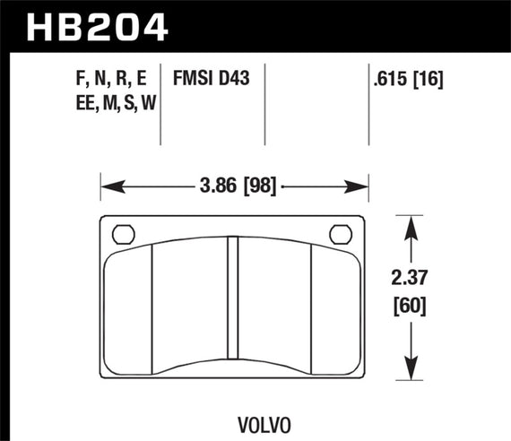 Hawk Performance HB204N.615 HP Plus Disc Brake Pad HB204N.615