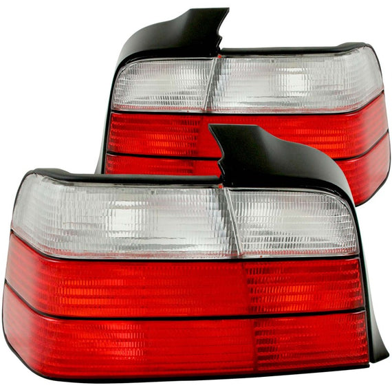 Anzo USA Euro Taillights Red/Clear for BMW 3 Series E36/M3 4-Door 1992-1998 221216