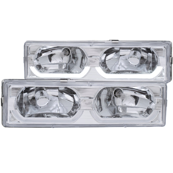 Anzo 111300 Chrome Crystal Headlights with Low-Brow for 92-99 Suburban/Yukon 111300