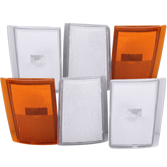 ANZO Euro Corner Lights 4 Clear and 2 Amber 6pc for 88-93 Chevrolet C1500 521031