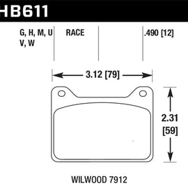 Hawk Willwood 7912 DTC-60 Race Brake Pads HB611G.490