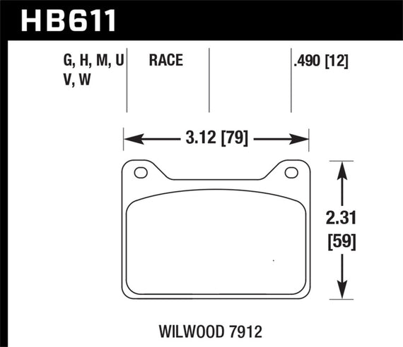 Hawk Wilwood 7912 DTC-30 Race Brake Pads HB611W.490