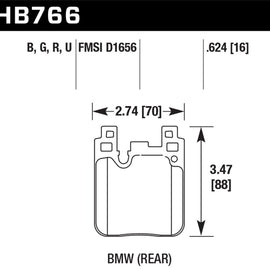 Hawk 14-20 BMW 2-Series / 12-18 BMW 3-Series HP+ Street Rear Brake Pads HB766N.624