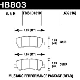 Hawk for 16-17 Ford for Mustang Brembo Package HPS Rear Brake Pads - hawkHB803F. HB803F.639