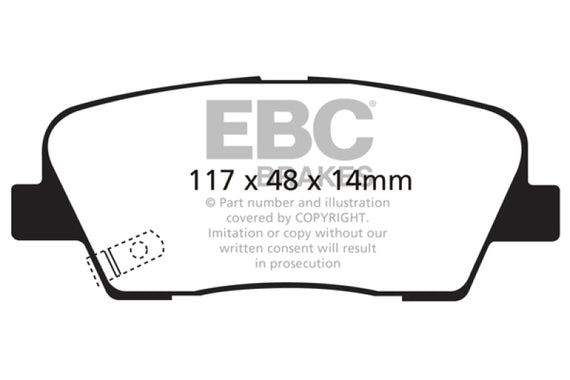 EBC 2009-2016 Hyundai Genesis Coupe 2.0L Turbo Ultimax2 Rear Brake Pads UD1387