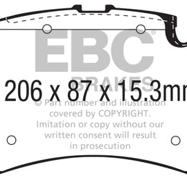 EBC for 2015+ Mercedes-Benz C63 AMG (W205) 4.0L Twin Turbo Yellowstuff Front Bra DP42298R