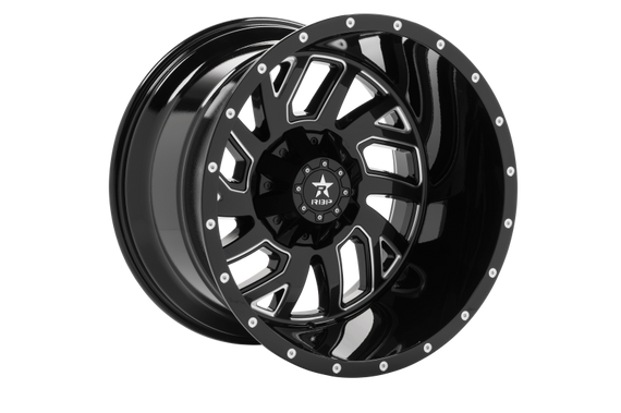 RBP 65R Glock 22x14 6x139.7 BP / 4.5 BS / -76mm Offset 108mm CB Gloss Black w/Machined Grooves Wheel 65R-2214-83-76BG
