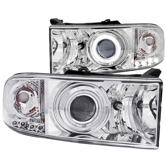 Anzo 111056 Chrome CCFL Halo Projector Headlights LED for 94-02 Dodge Ram1500 111056