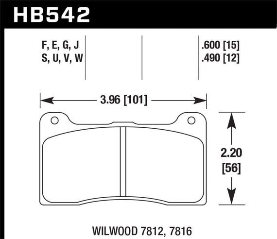 Hawk Wilwood 7816 Blue 9012 Race Brake Pads HB542E.600