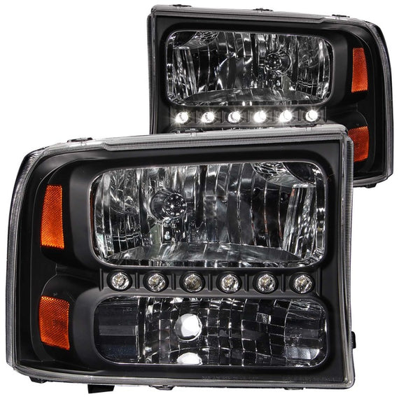 Anzo 111106 Black Headlights LED Clear Lens for 99-04 Ford Excursion/SuperDuty 111106