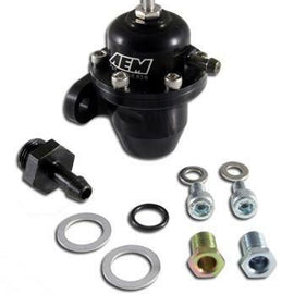 AEM ADJ FUEL PRESS REG BLACK FOR HONDA INLINE FLANGE W/STRAIGHT RETURN LINE FITT 25-300BK