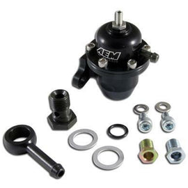AEM ADJ FUEL PRESS REG BLACK FOR HONDA OFFSET FLANGE W/90DEG RETURN LINE FITTING 25-304BK