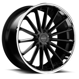 RUFF R3 20x8.5 5/108 ET35 CB74.1 SATIN BLACK W/CHROME STAINLESS STEEL LIP