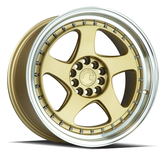 Aodhan AH01 17x9 5x100/114.3 +25 cb73.1 Gold w/Machined Lip Wheel/Rim AH0117905100114325GML