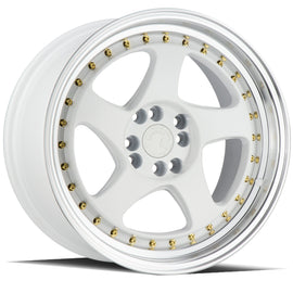 Aodhan AH01 17x9 4x100/114.3 +25 cb73.1 White w/Machined Lip (Gold Rivets) Wheel AH0117904100114325WML