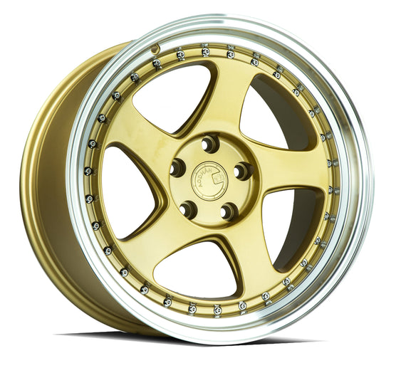 Aodhan AH01 18x9.5 5x114.3 +30 cb73.1 Gold w/Machined Lip Wheel/Rim AH0118955114330GML