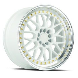 Aodhan AH02 17x8 5x100/114.3 +35 cb73.1 White w/Machined Lip (Gold Rivets) Wheel