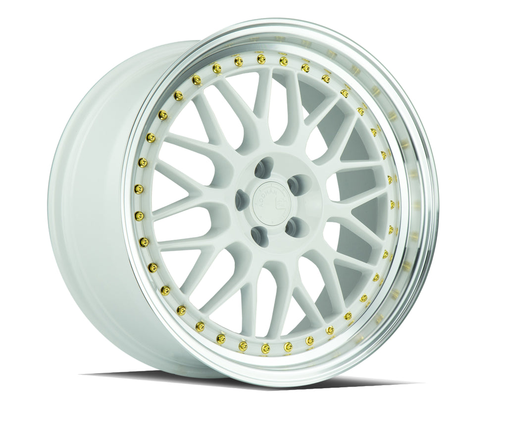 Aodhan AH02 18x8.5 5x100 +35 cb73.1 White w/Machined Lip (Gold